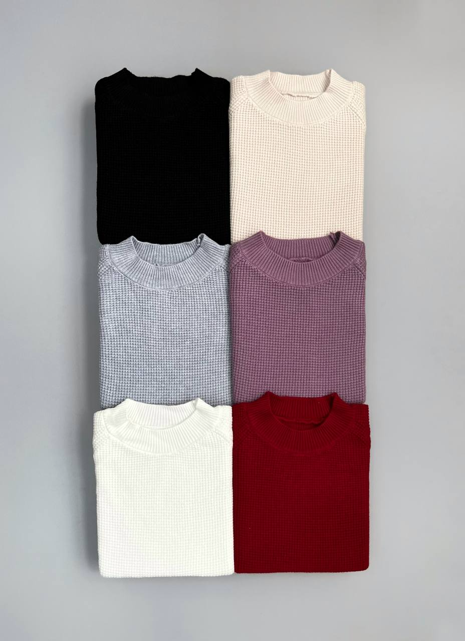 پلیور بافت آستین پف نوار دوزی کد 3066