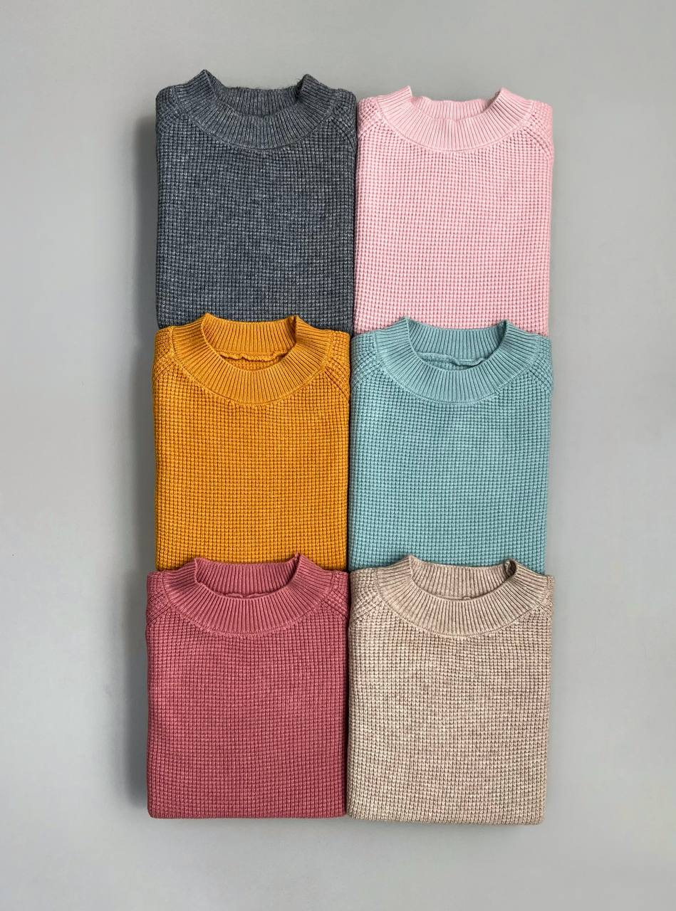 پلیور بافت آستین پف نوار دوزی کد 3066