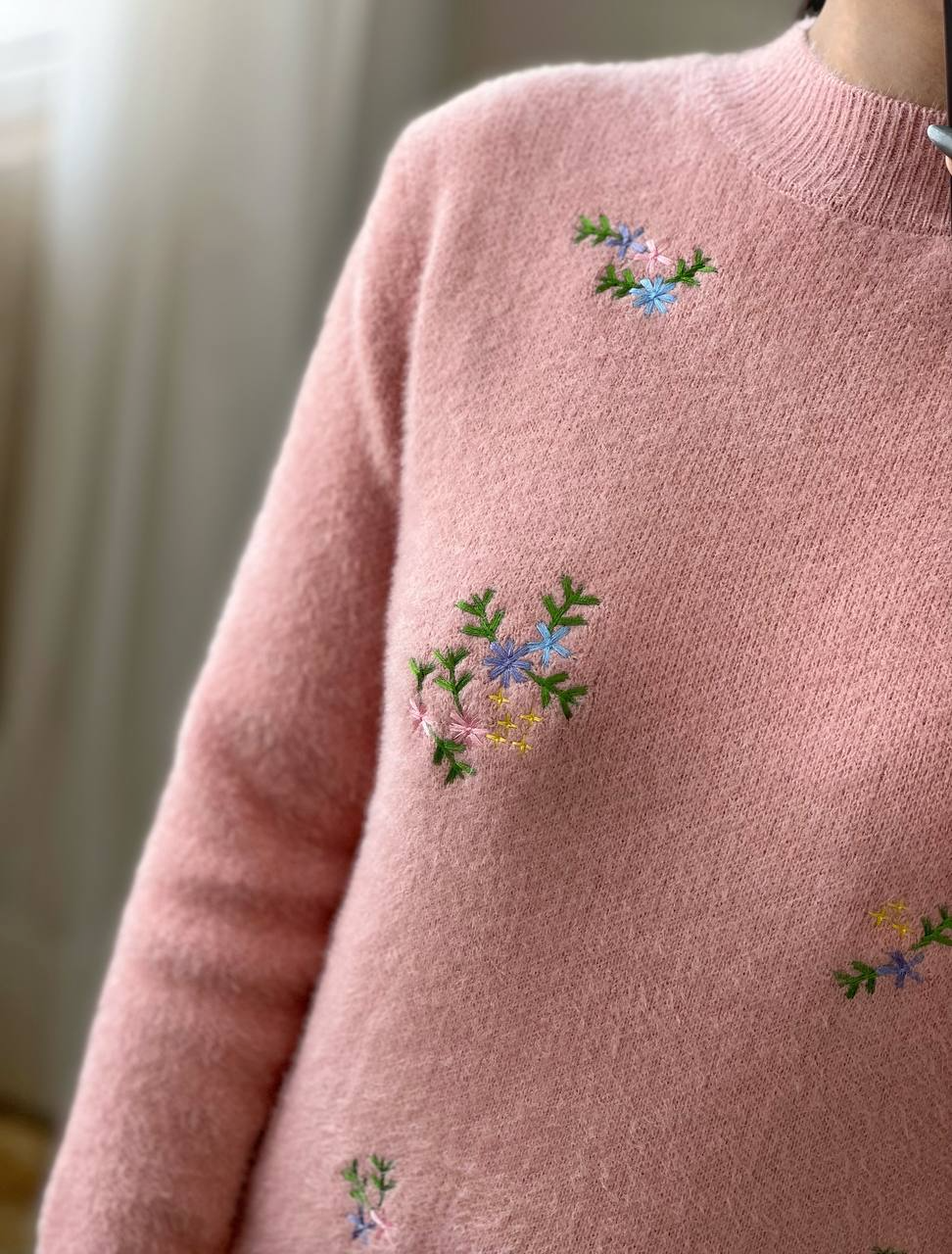 پلیور بافت موهر گلدوزی شده کد 3071