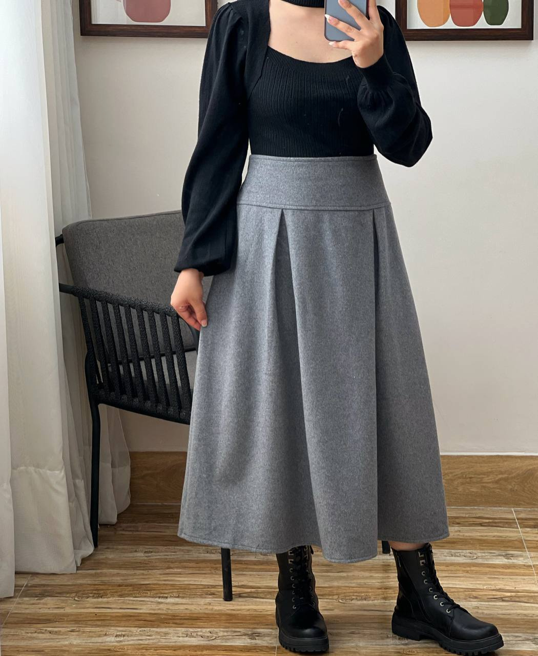 دامن فوتر پیلی دار2 کد 3072