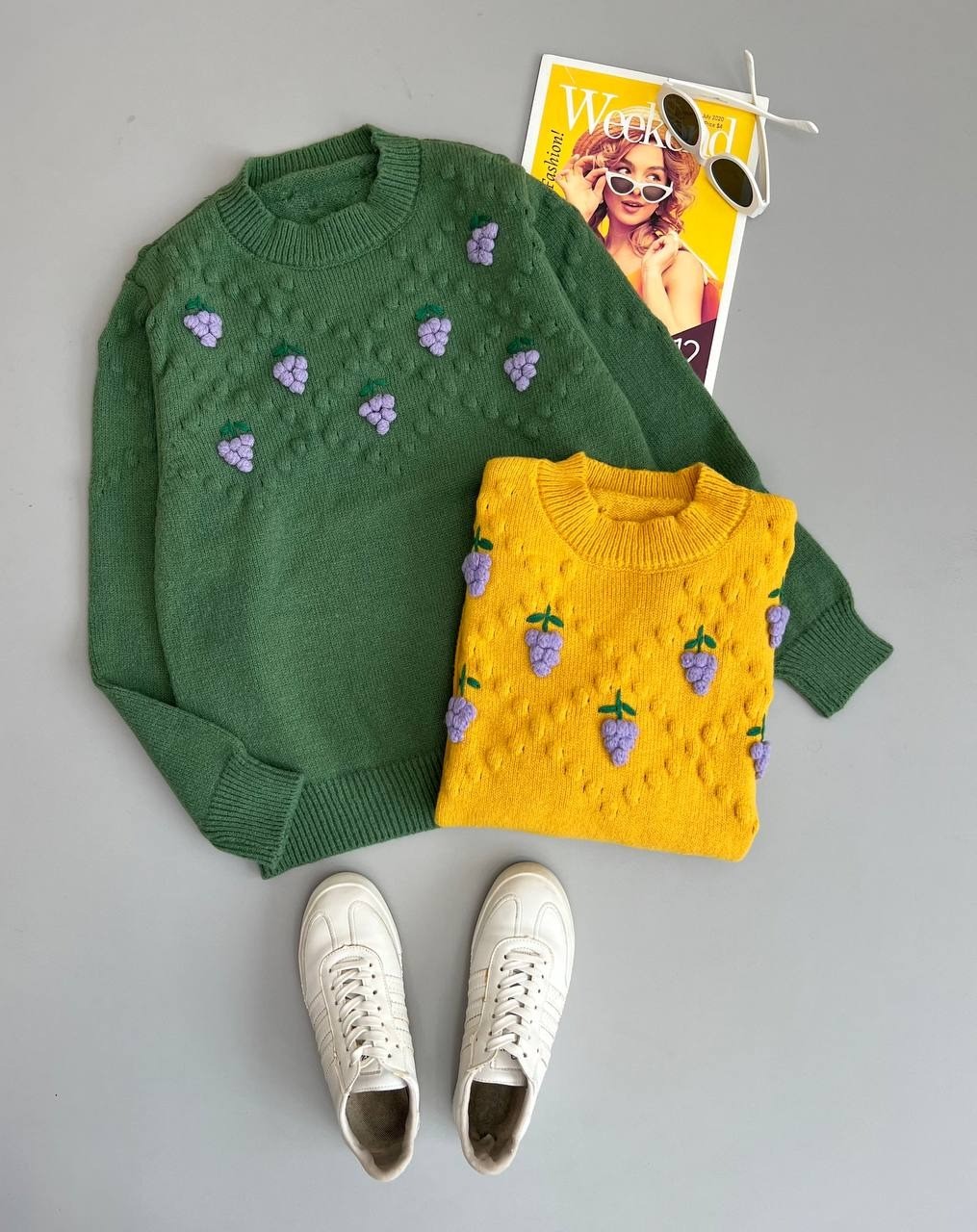 پلیور بافت انگور برجسته کد 3075