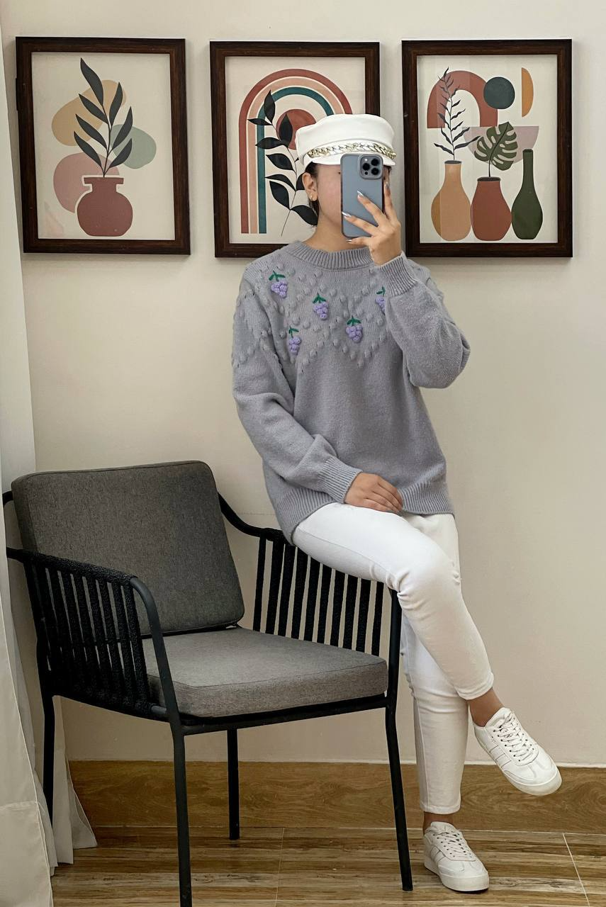 پلیور بافت انگور برجسته کد 3075