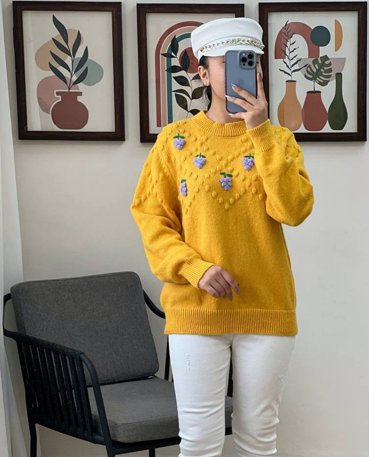 پلیور بافت انگور برجسته کد 3075