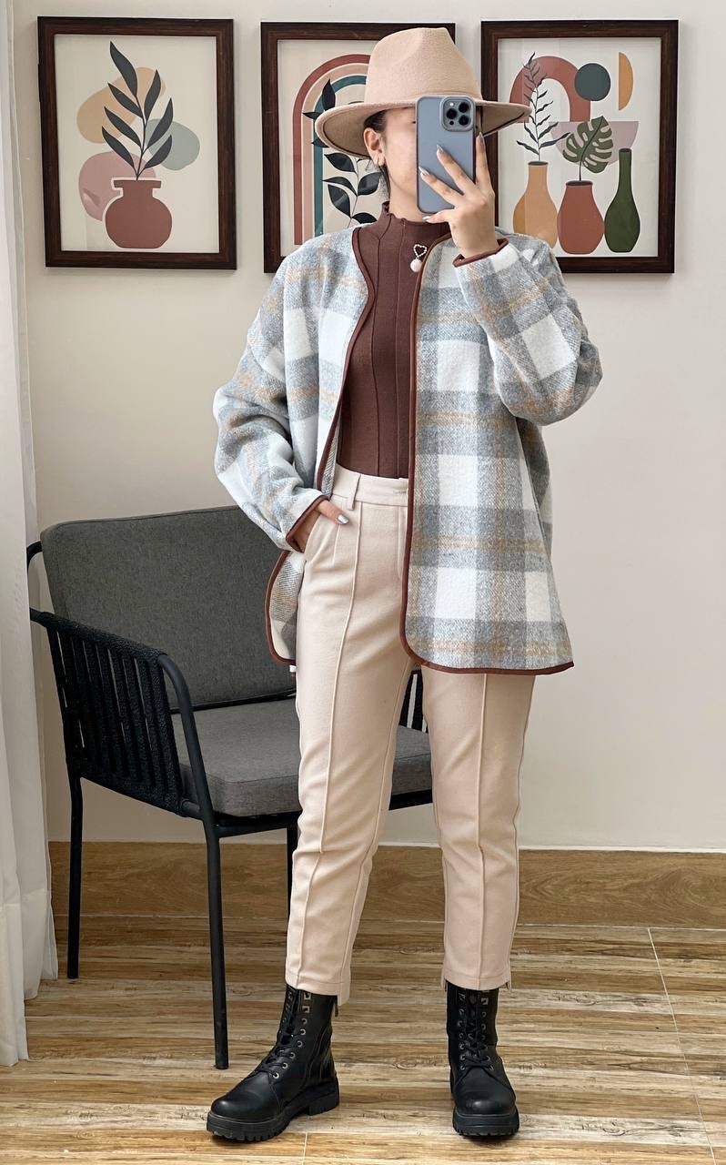 کت چهارخونه پشمی کد 3076