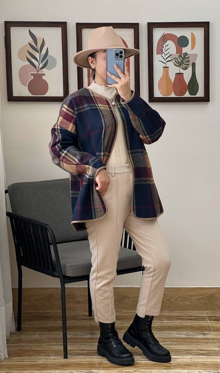 کت چهارخونه پشمی کد 3076