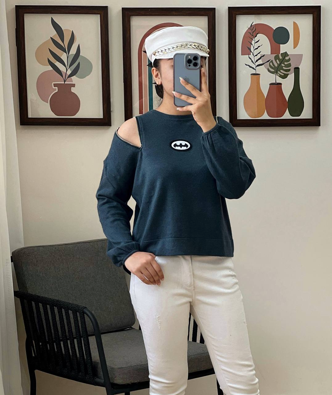 پلیور بافت سرشانه زیپ فانتزی کد 3078