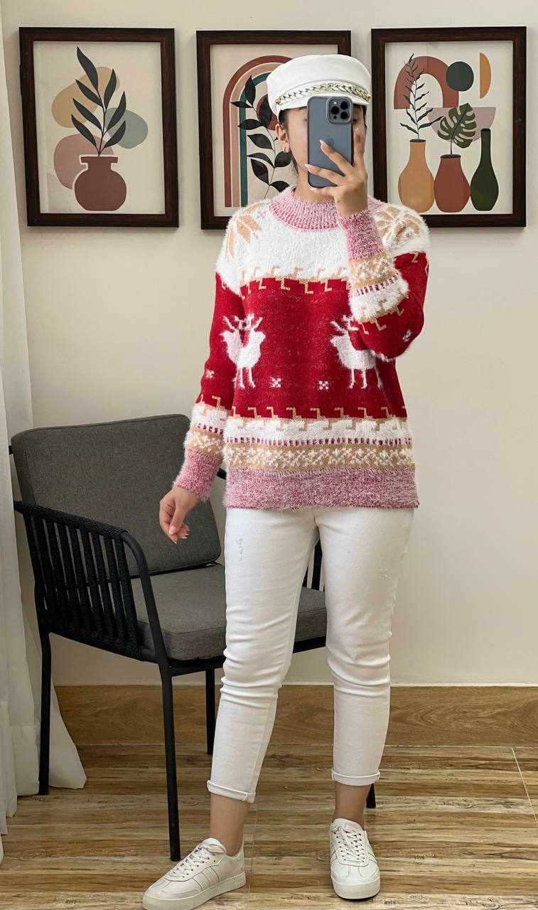 پلیور بافت موهر دار گوزن کد 3079