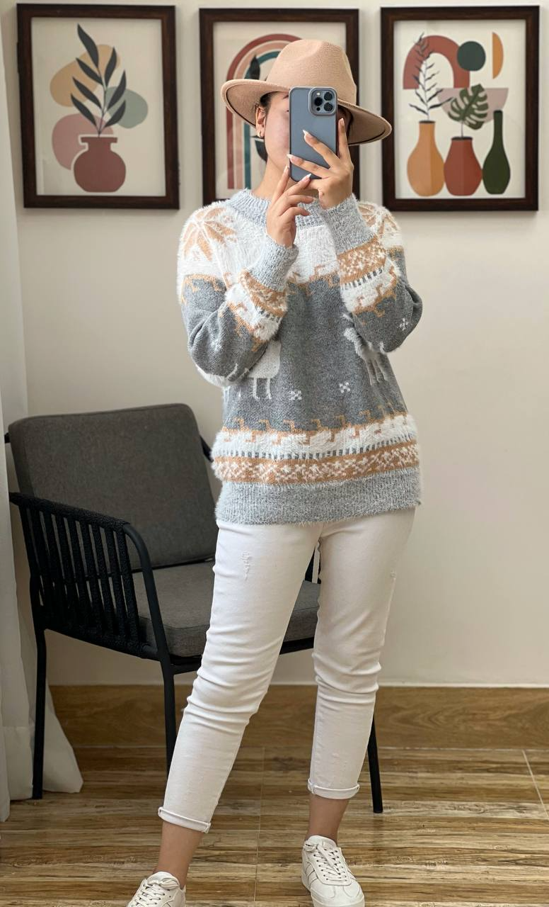 پلیور بافت موهر دار گوزن کد 3079