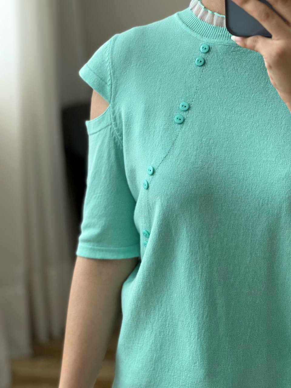 پلیور بافت سرشانه باز کد 3081