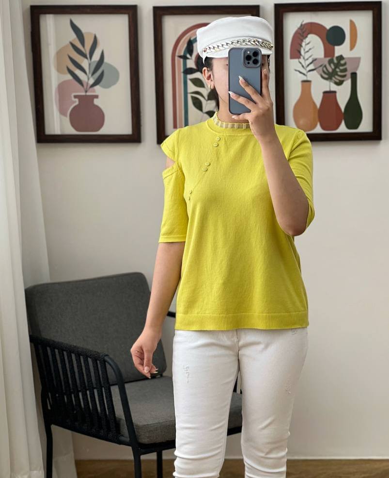 پلیور بافت سرشانه باز کد 3081