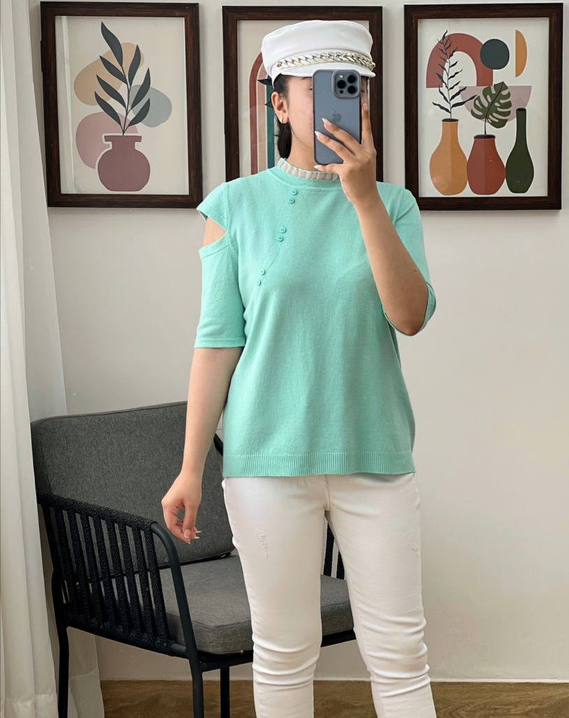 پلیور بافت سرشانه باز کد 3081