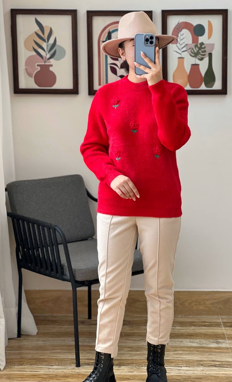 پلیور بافت گل برجسته موهر کد 3082