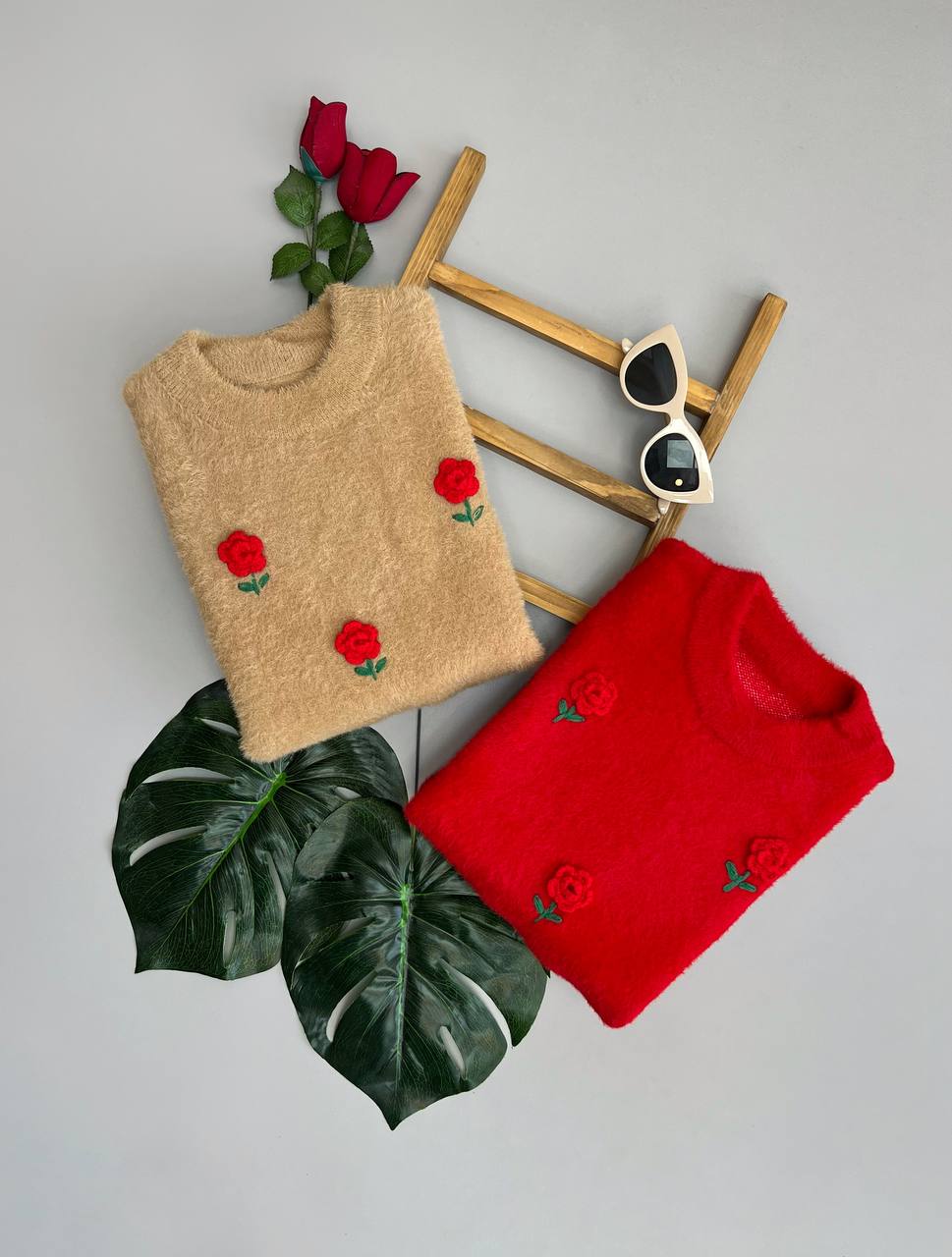 پلیور بافت گل برجسته موهر کد 3082