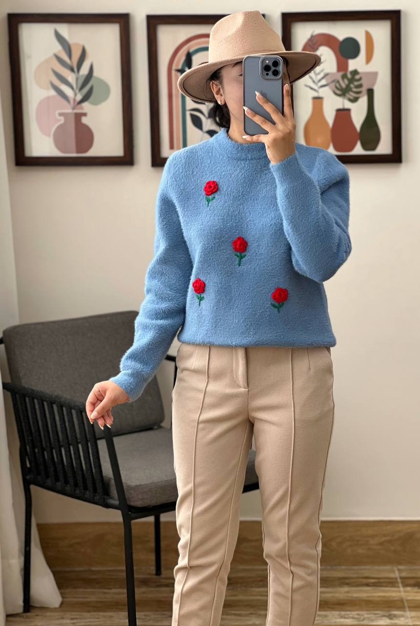 پلیور بافت گل برجسته موهر کد 3082
