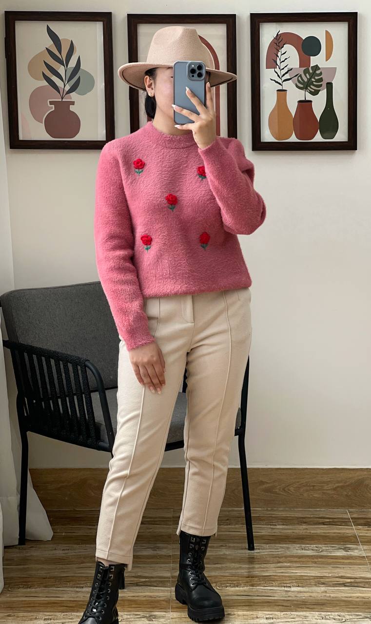 پلیور بافت گل برجسته موهر کد 3082