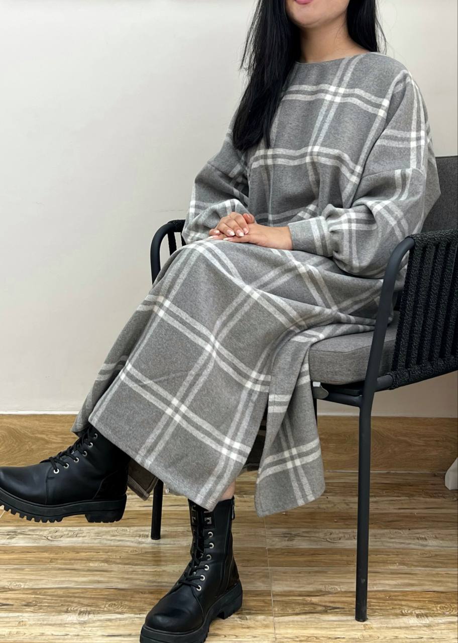 چهارخونه بلند آستین پف کد 3087