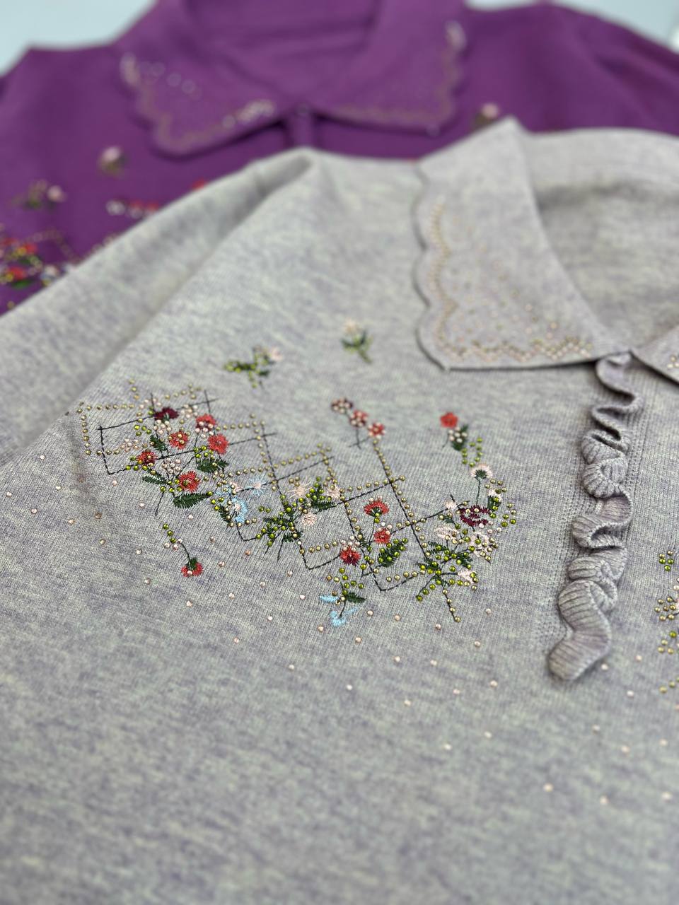 پلیور بافت گلدوزی و نگین کاری کد 3088