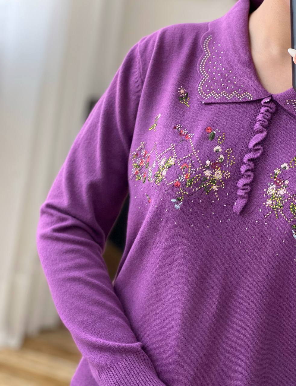 پلیور بافت گلدوزی و نگین کاری کد 3088