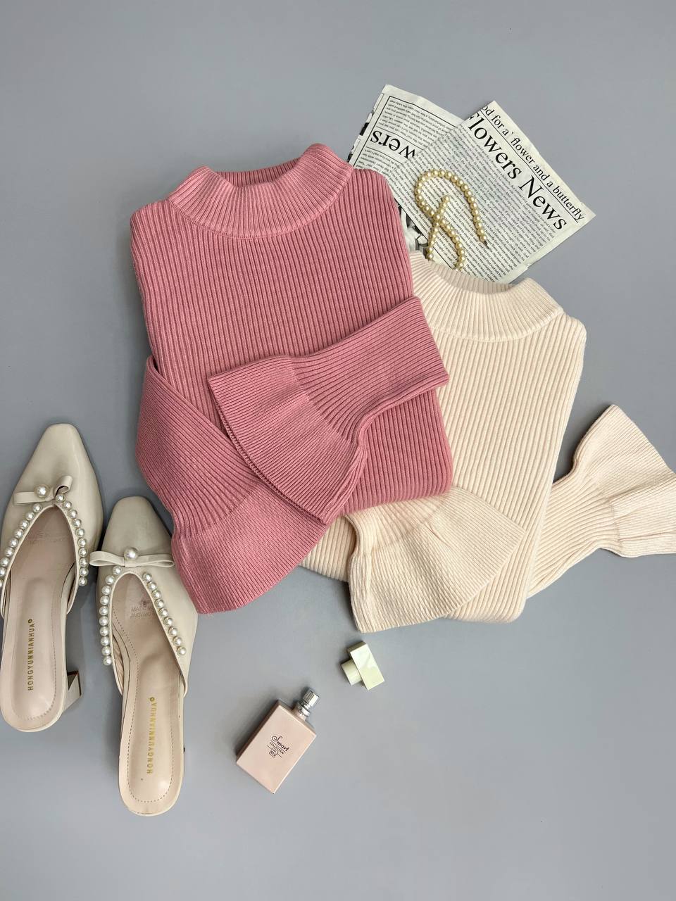 بلوز بافت عروسکی آستین چین دار کد 3093