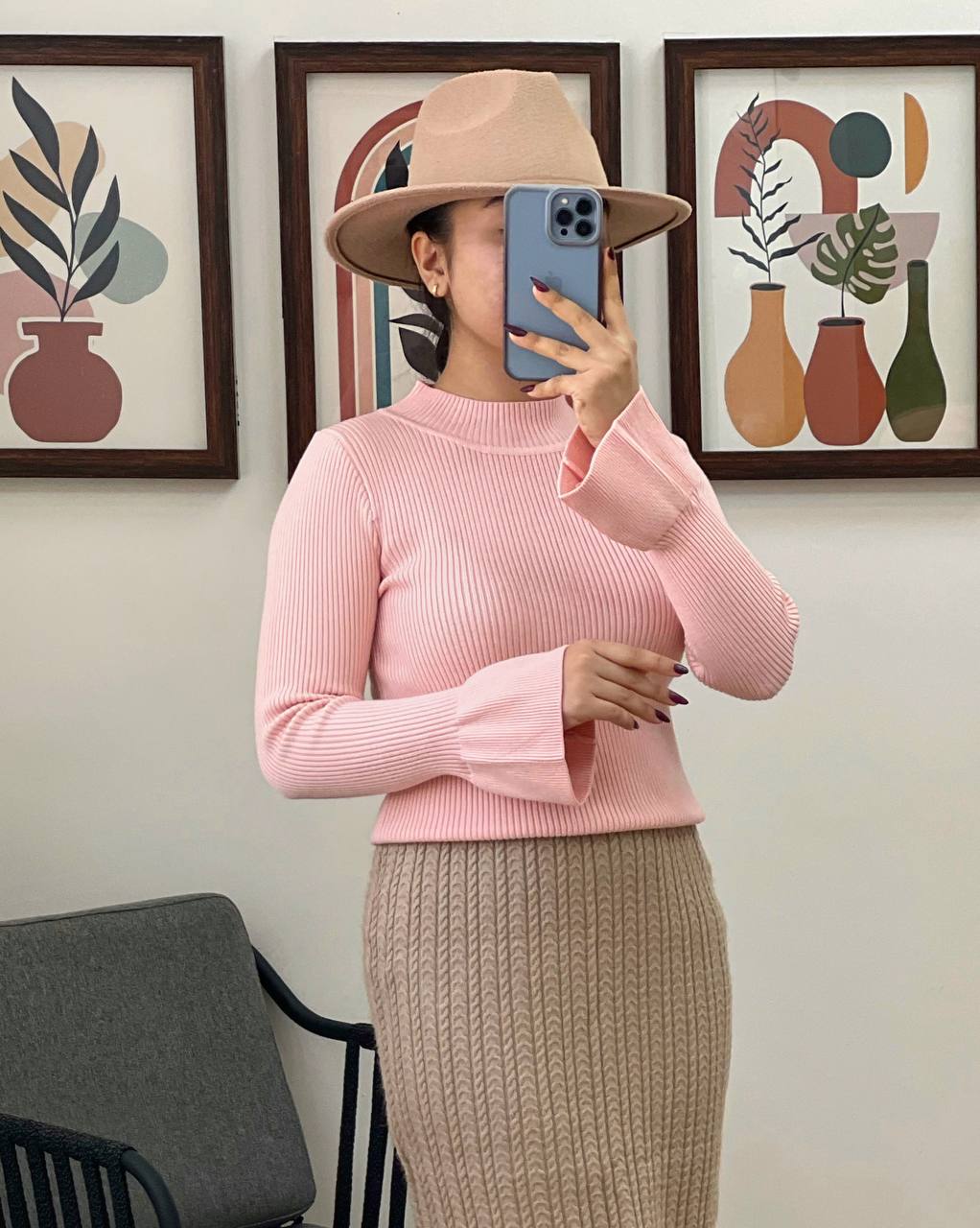 بلوز بافت عروسکی آستین چین دار کد 3093