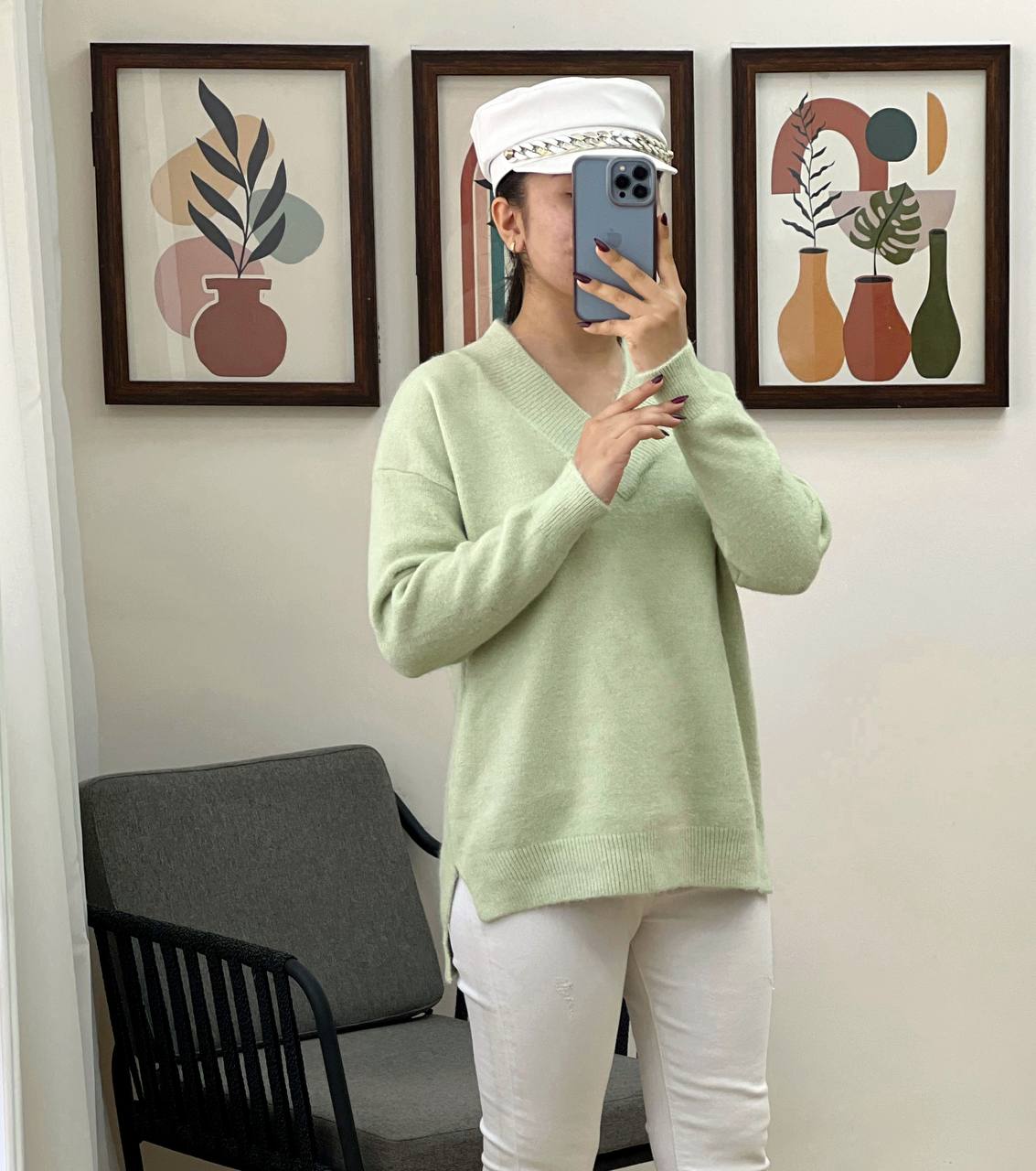 پلیور بافت یقه هفت بغل چاک کد 3094