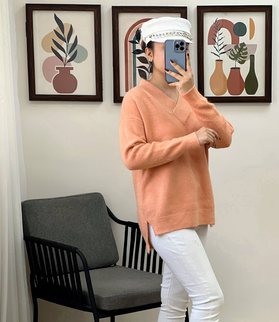 پلیور بافت یقه هفت بغل چاک کد 3094