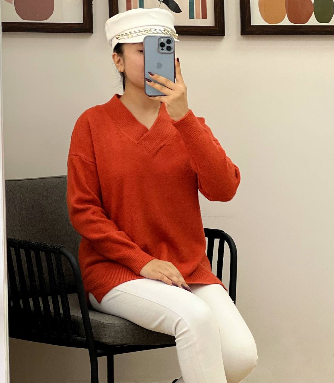 پلیور بافت یقه هفت بغل چاک کد 3094