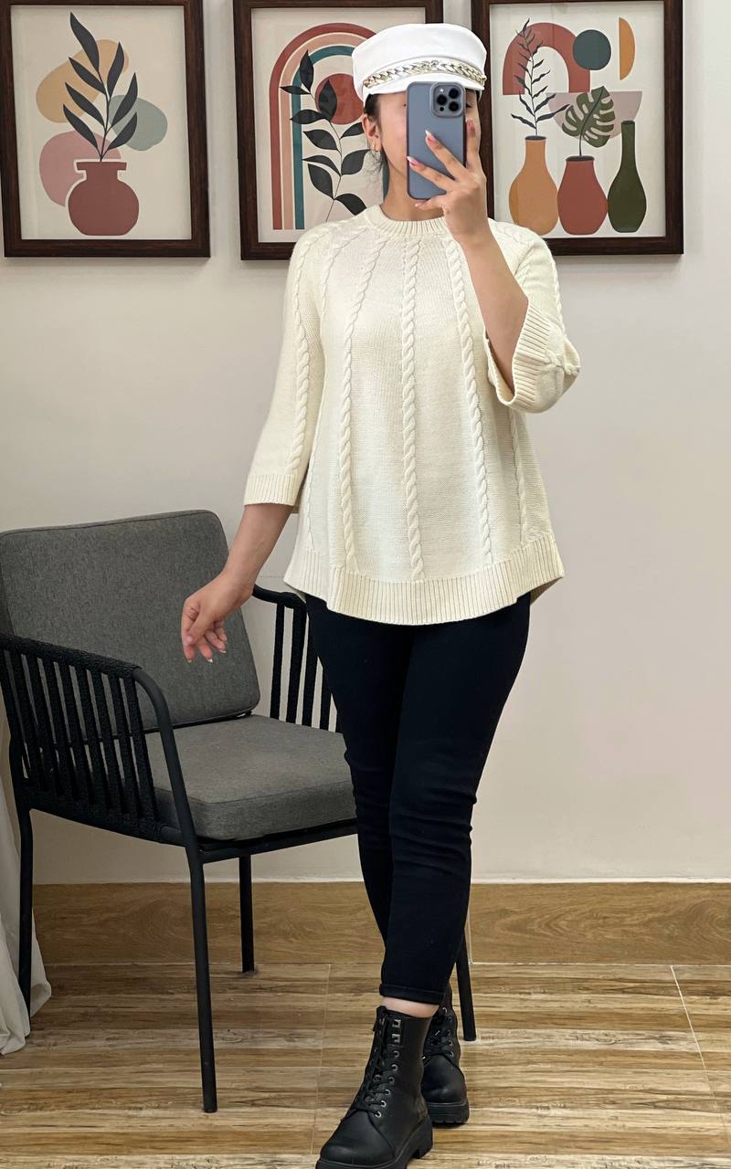 پلیور بافت یقه گرد گندم کد 3096