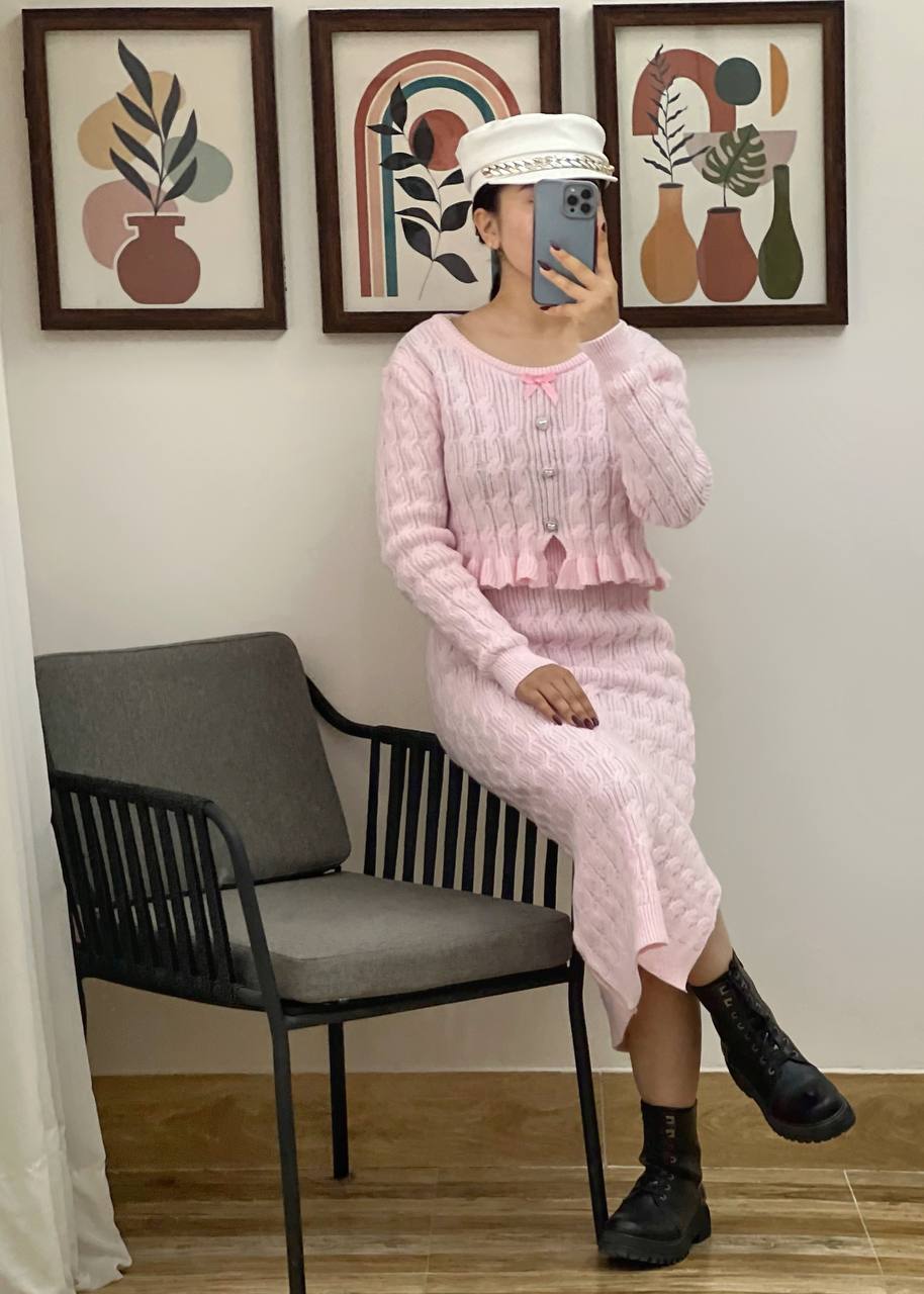 ست بلوز و دامن بافت کد 3098