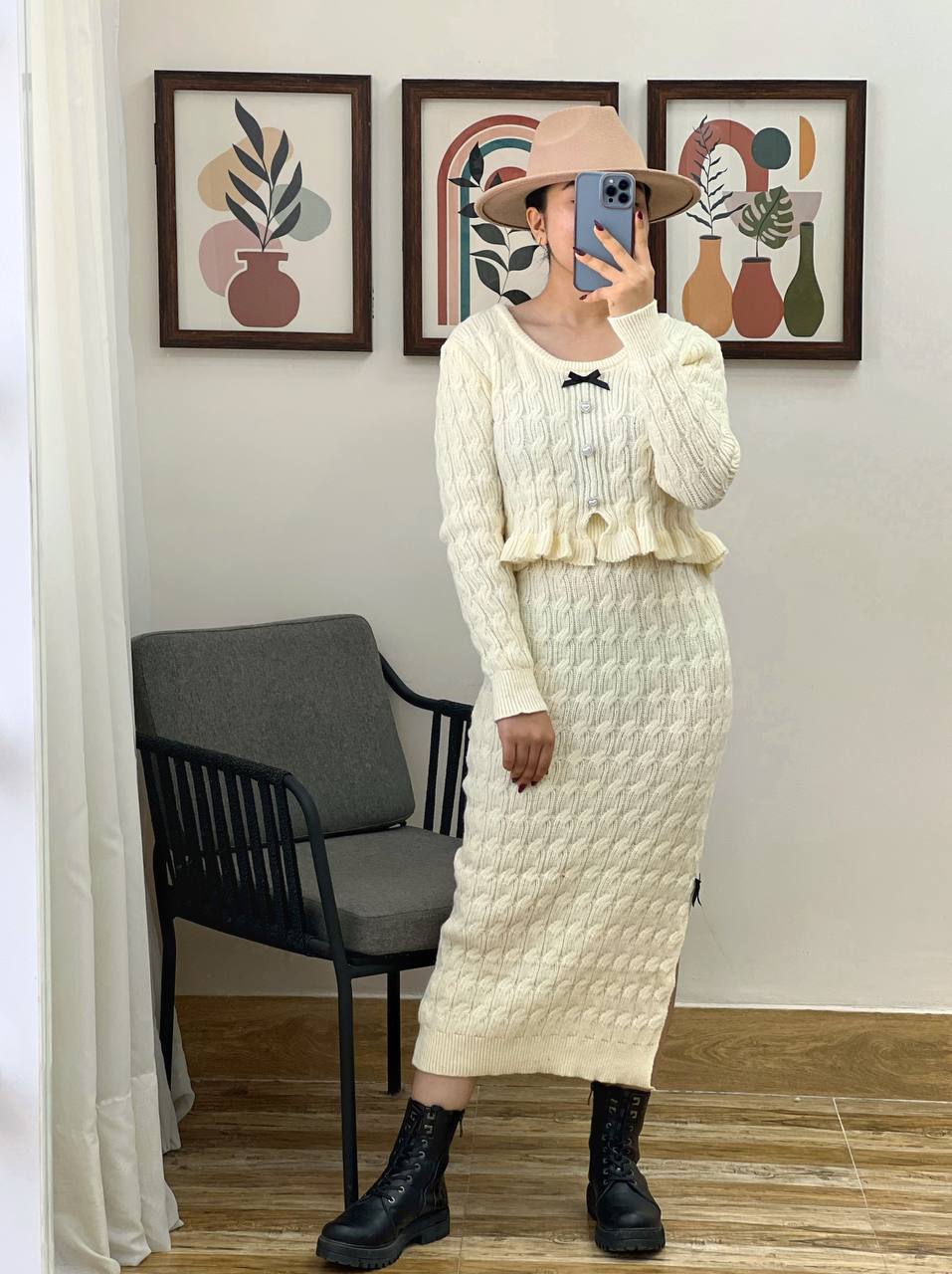 ست بلوز و دامن بافت کد 3098