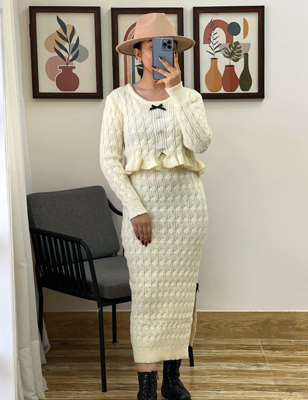 ست بلوز و دامن بافت کد 3098