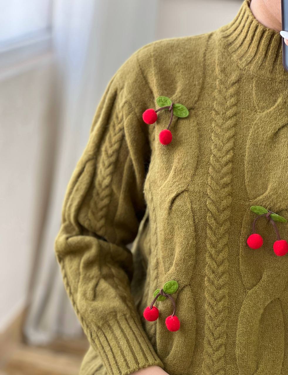 پلیور بافت زنجیری آلبالو کد 3101