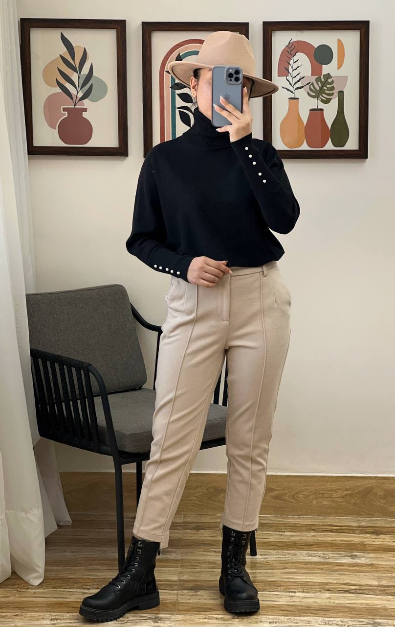 پلیور بافت آستین مچی مرواریدی کد 3103