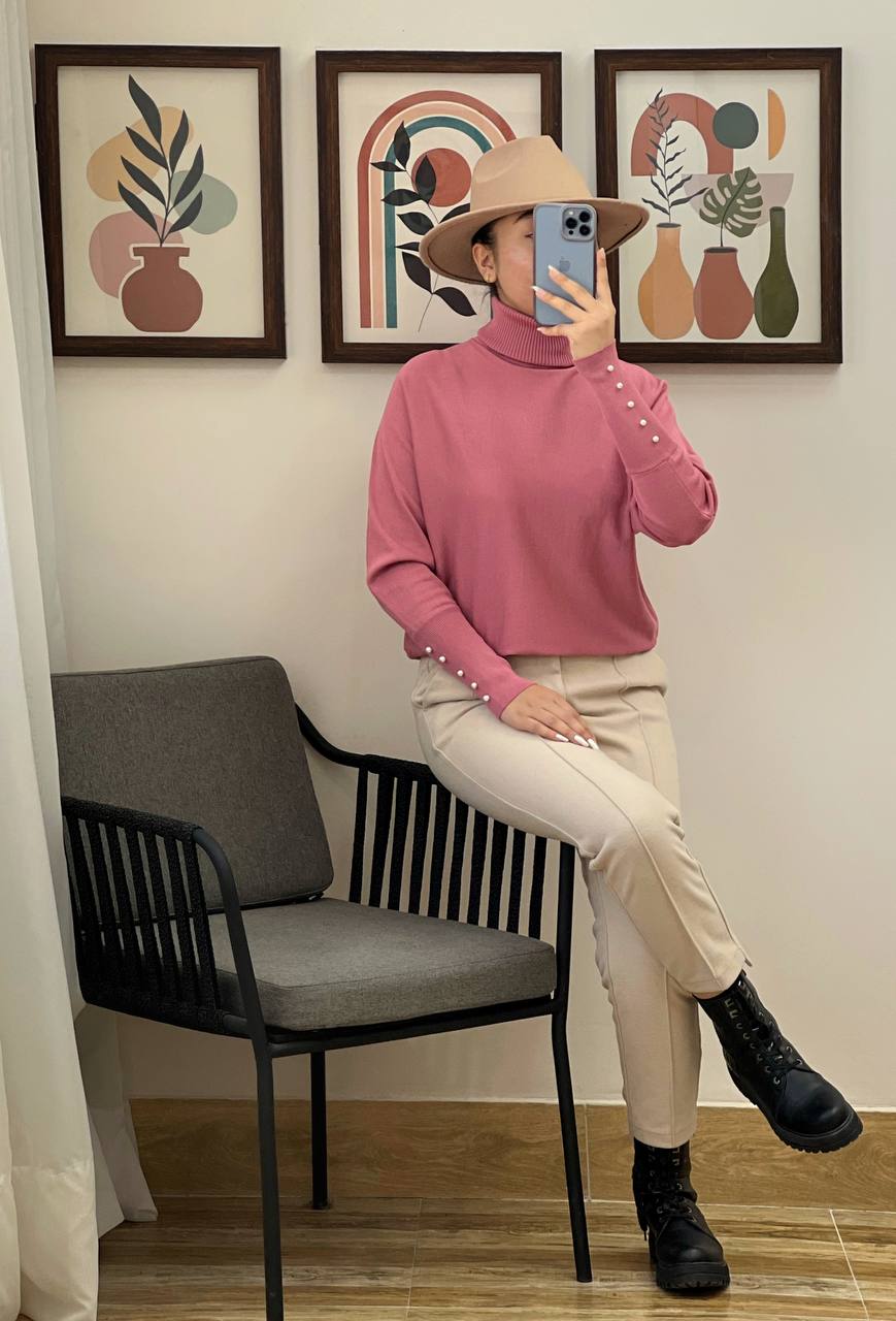 پلیور بافت آستین مچی مرواریدی کد 3103