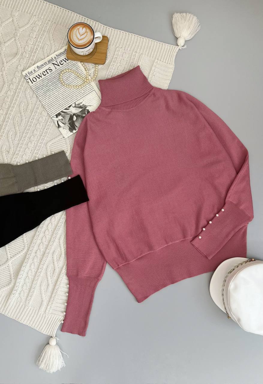 پلیور بافت آستین مچی مرواریدی کد 3103