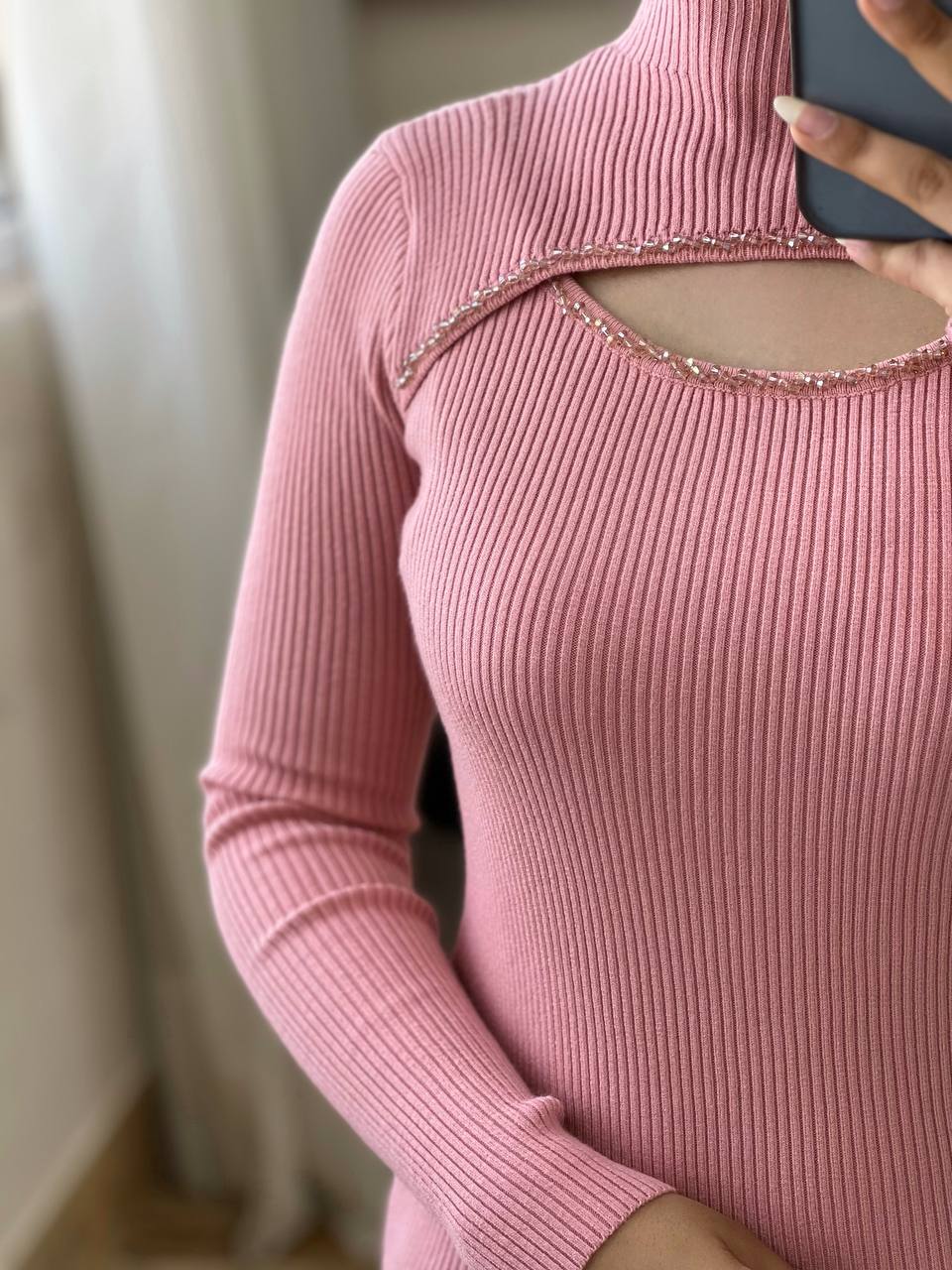 پلیور بافت یقه کار شده کبریتی کد 3106