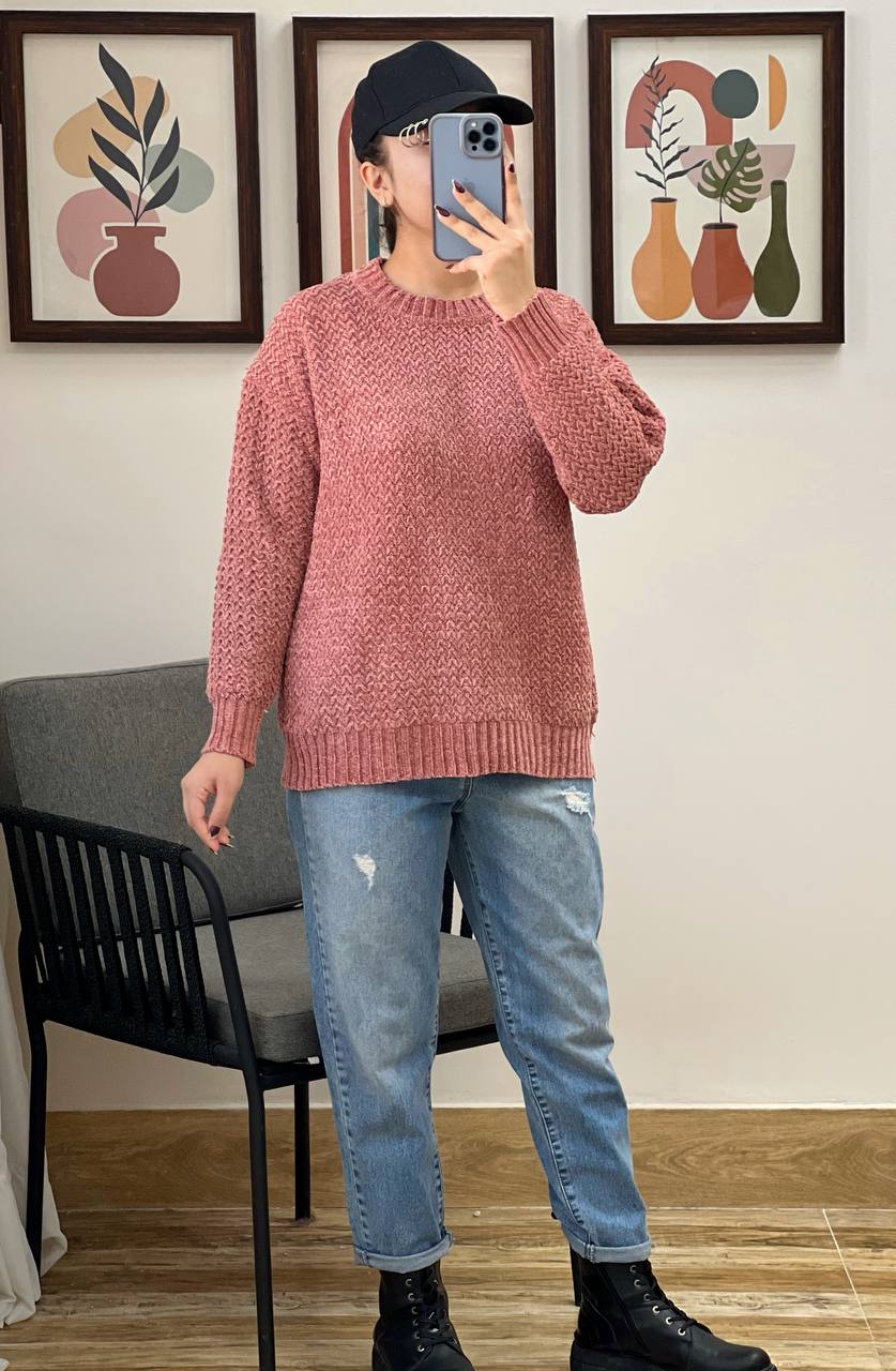 پلیور بافت مخمل اکلیلی کد 3109