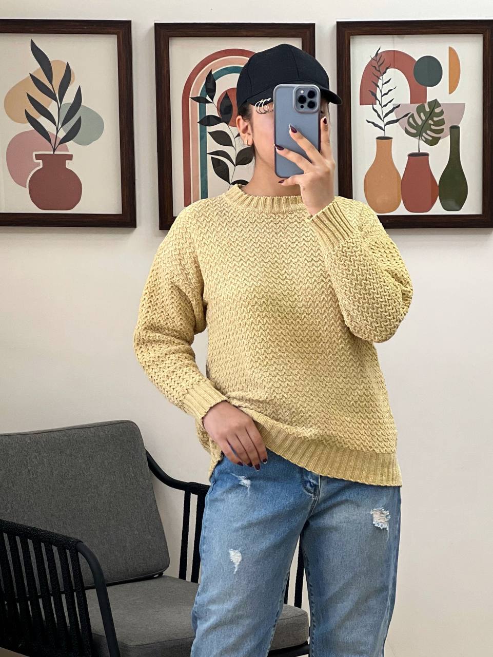 پلیور بافت مخمل اکلیلی کد 3109