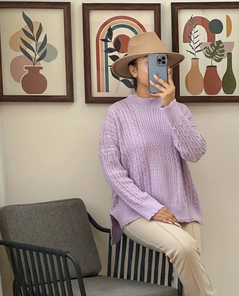 پلیور بافت مدادرنگی کد 3110