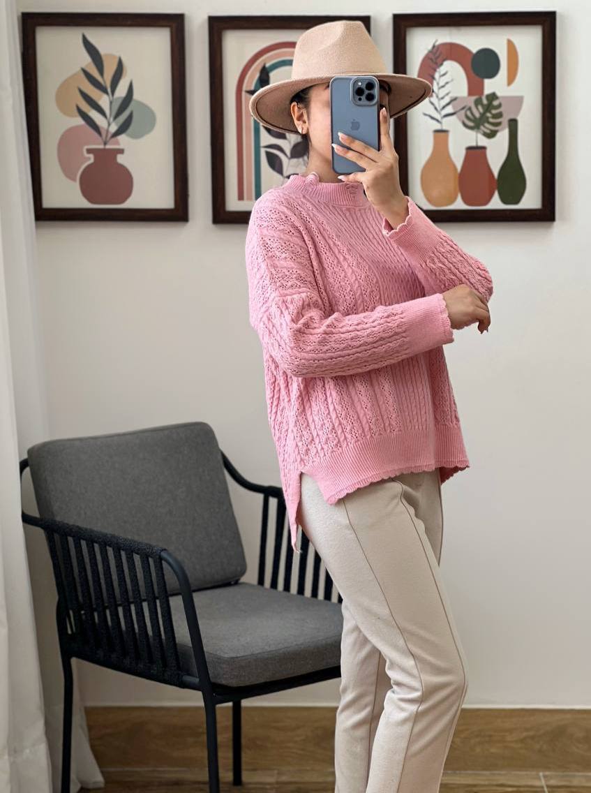 پلیور بافت مدادرنگی کد 3110