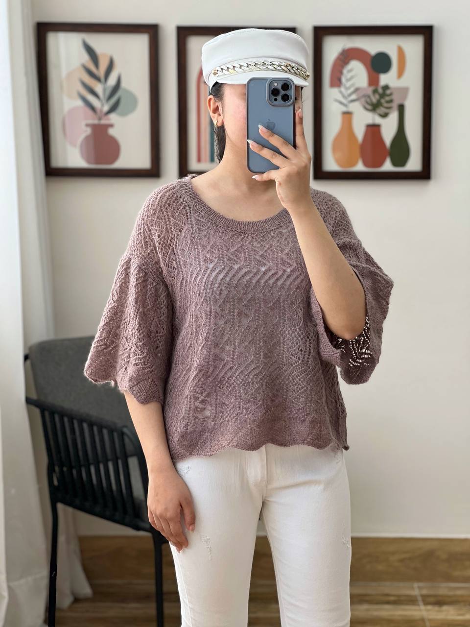 پلیور بافت آستین کلوش کد 3115