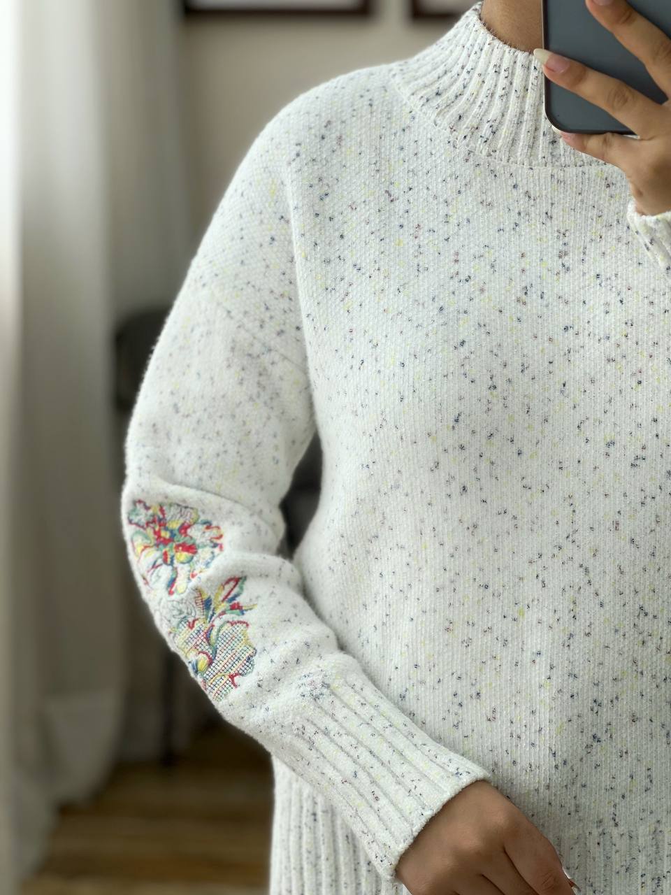 پلیور بافت آستین گلدوزی گرم بالا کد 3116