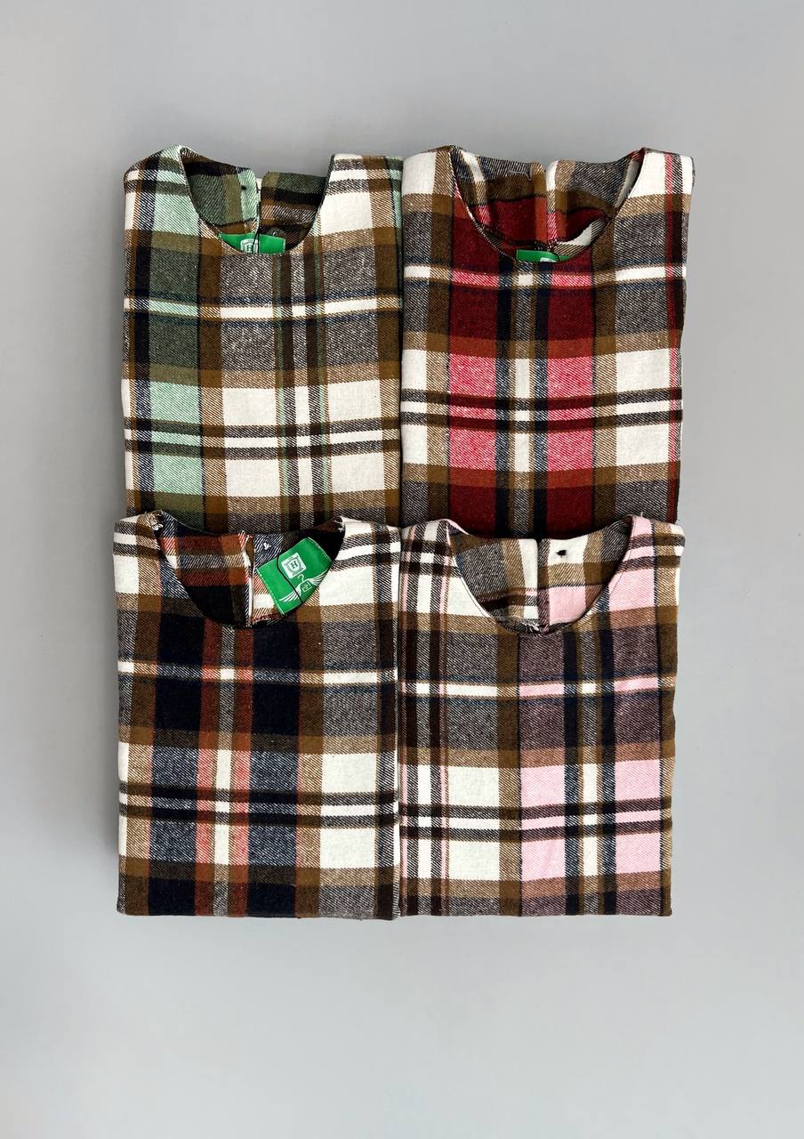 چهارخونه بلند آستین پف 2 کد 3117