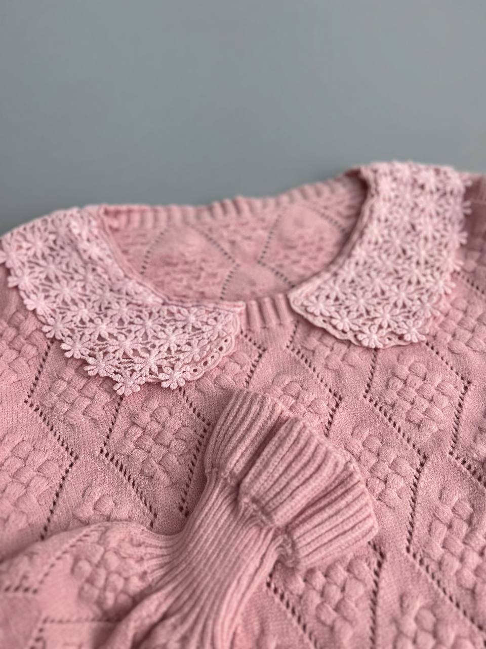 پلیور بافت جلو چین گل برجسته 3 کد 3118