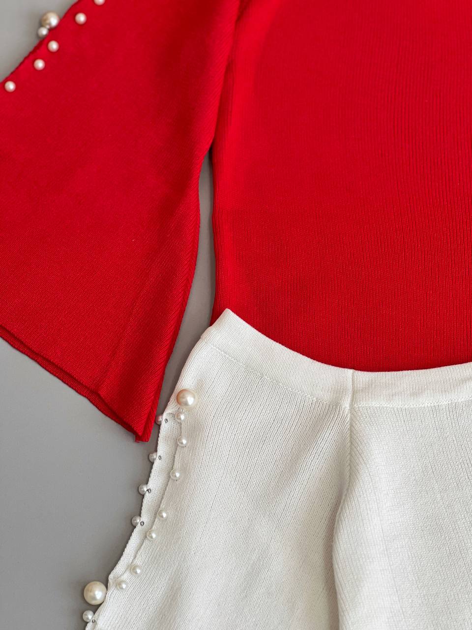 پلیور بافت آستین کلوش مروارید کد 3119