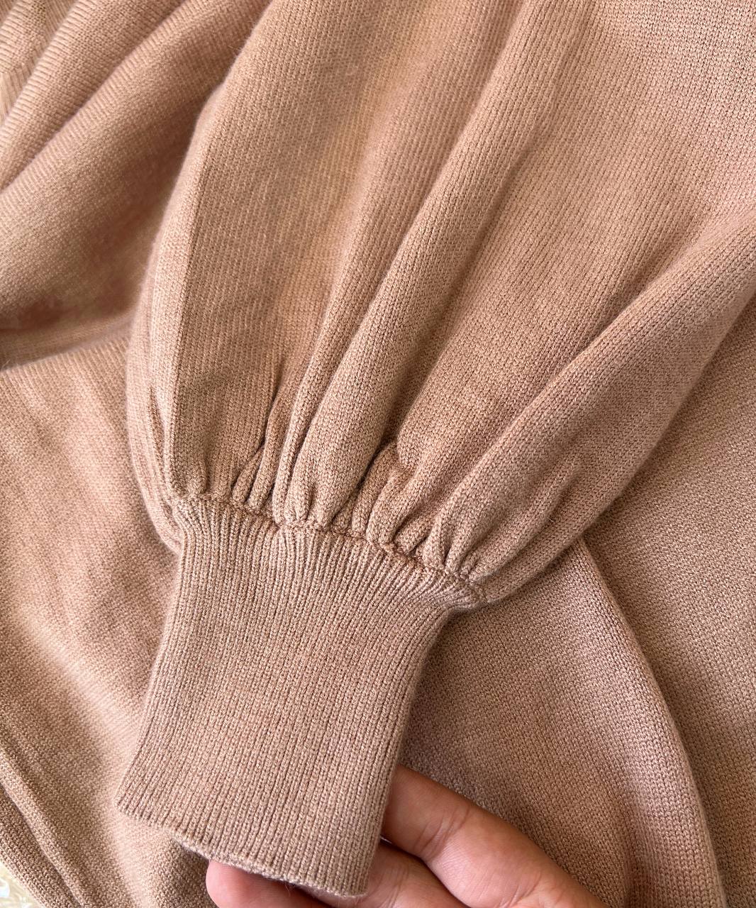 پیراهن بافت آستین پف دو رنگ کد 3121