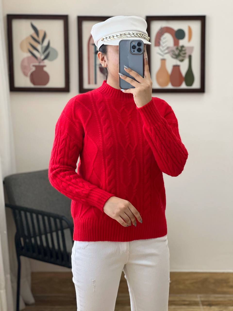 پلیور بافت یقه گرد زنجیری کد 3133