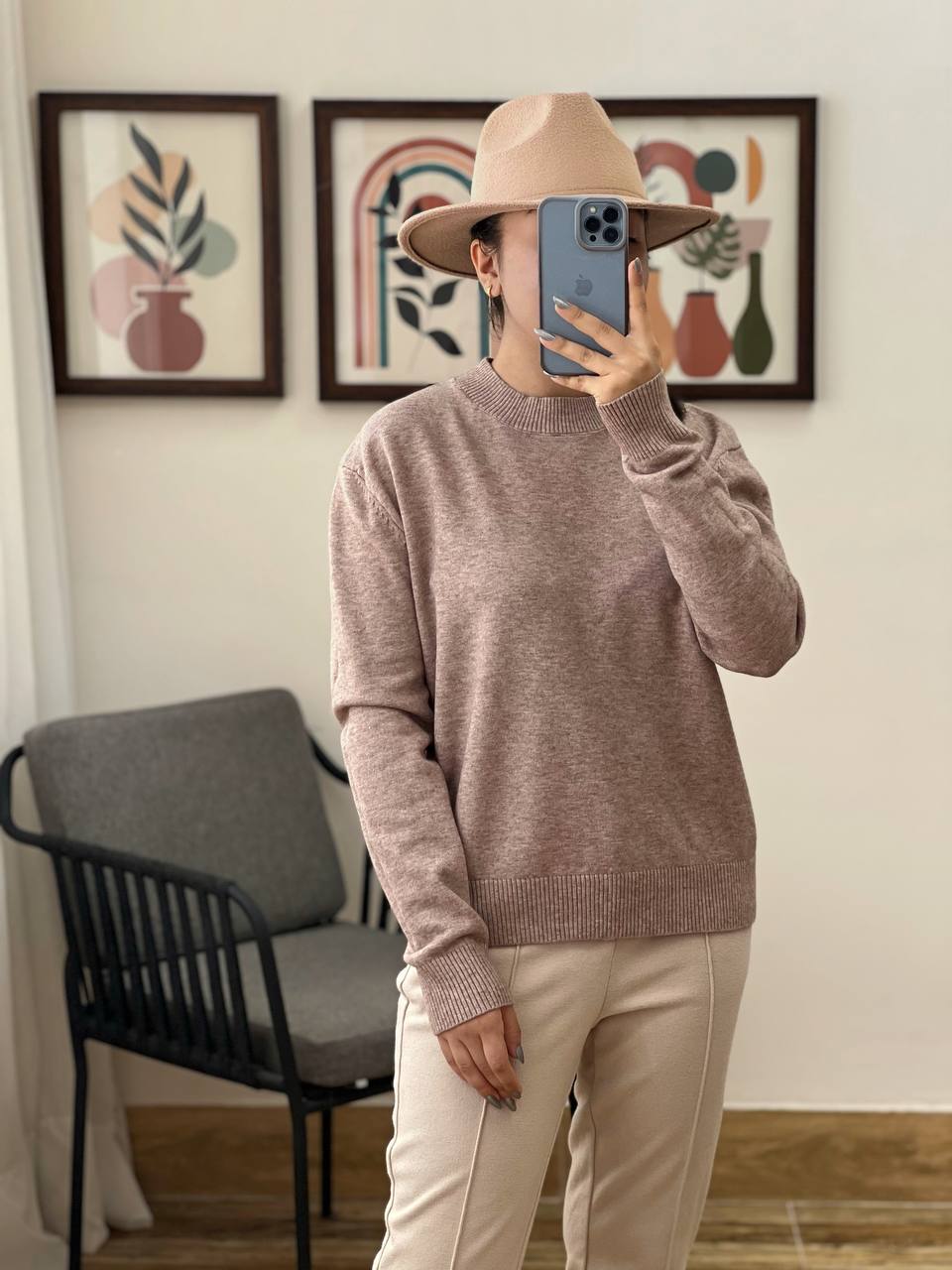 پلیور بافت یقه گرد ساده گرم بالا کد 3137