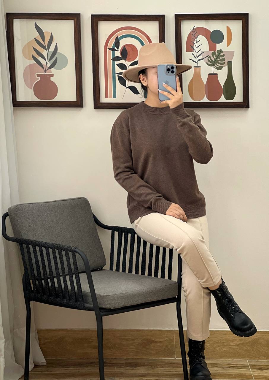 پلیور بافت یقه گرد ساده گرم بالا کد 3137