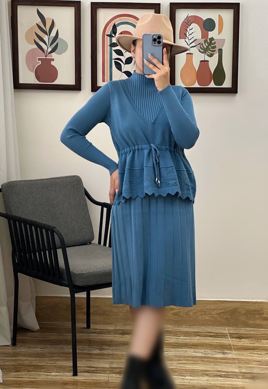 ست سارافن و جلیقه بافت کد 3138